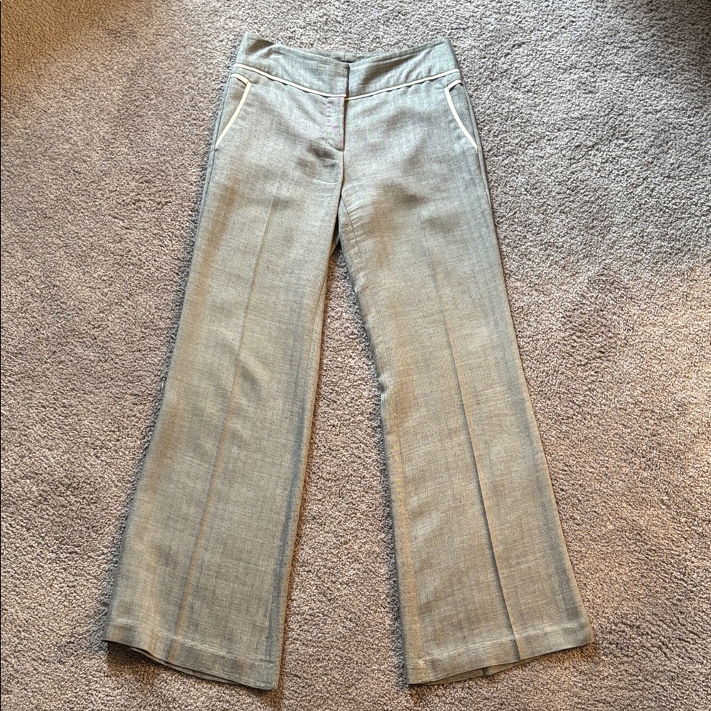 Liquido Light Gray Boot-Cut Pants with Front Creases
